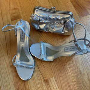 TOUCH UPS Women's Silver Sandals and Purse